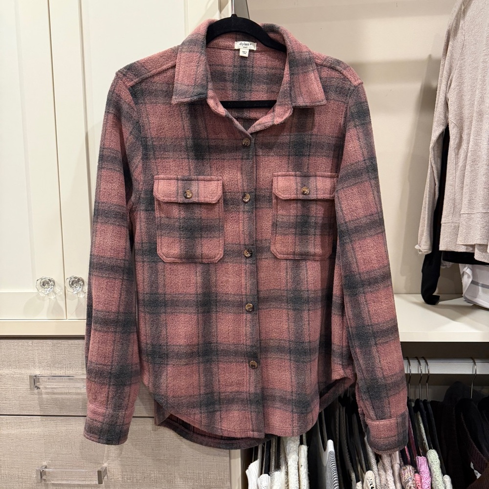 Dylan Pink and Black Fleece Flannel
